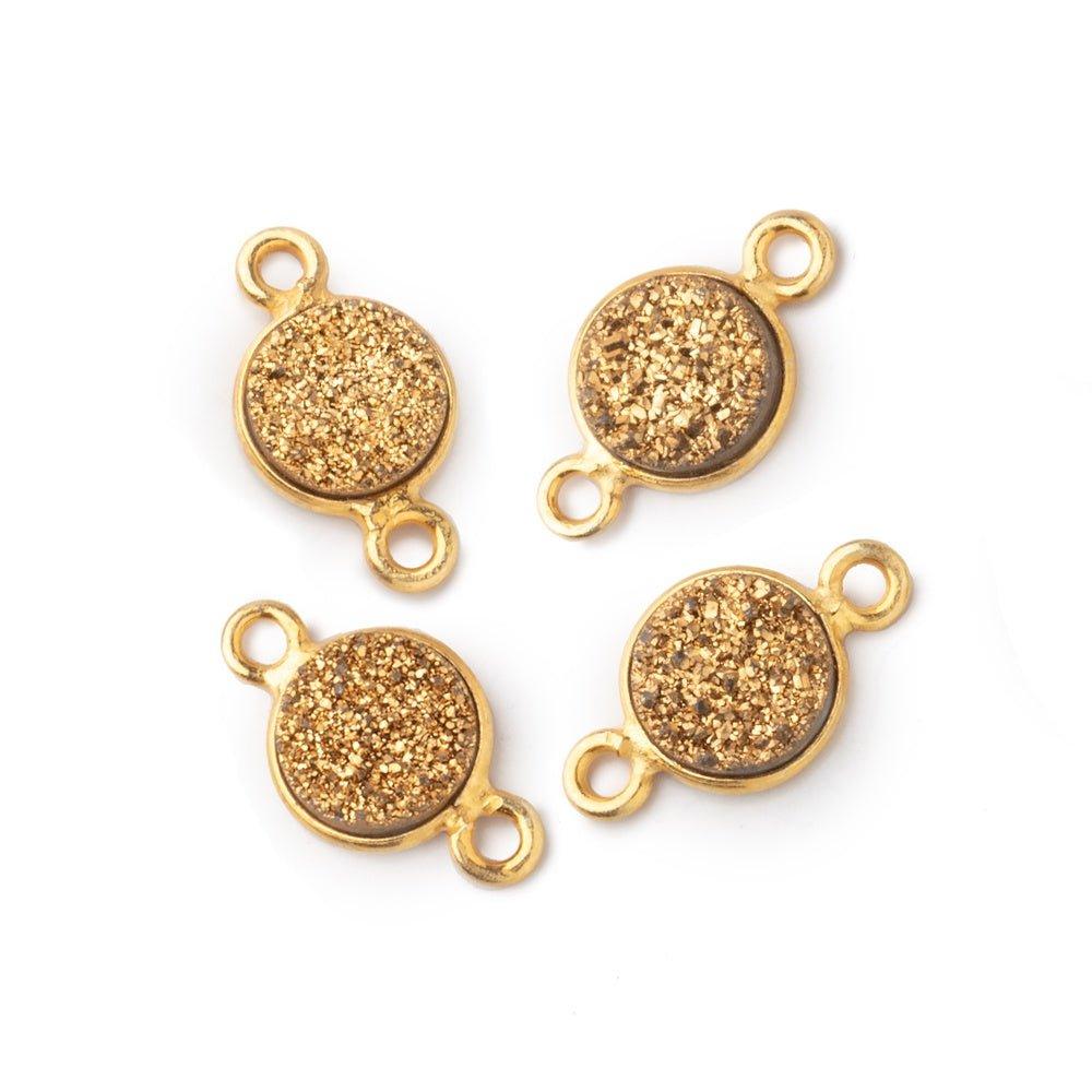 8mm Vermeil Bezel Gold Drusy Coin Connector Set of 4 - The Bead Traders