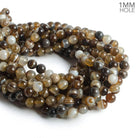 8mm Walnut Brown Banded Agate plain round beads 14.5 inch 47 pieces - The Bead Traders