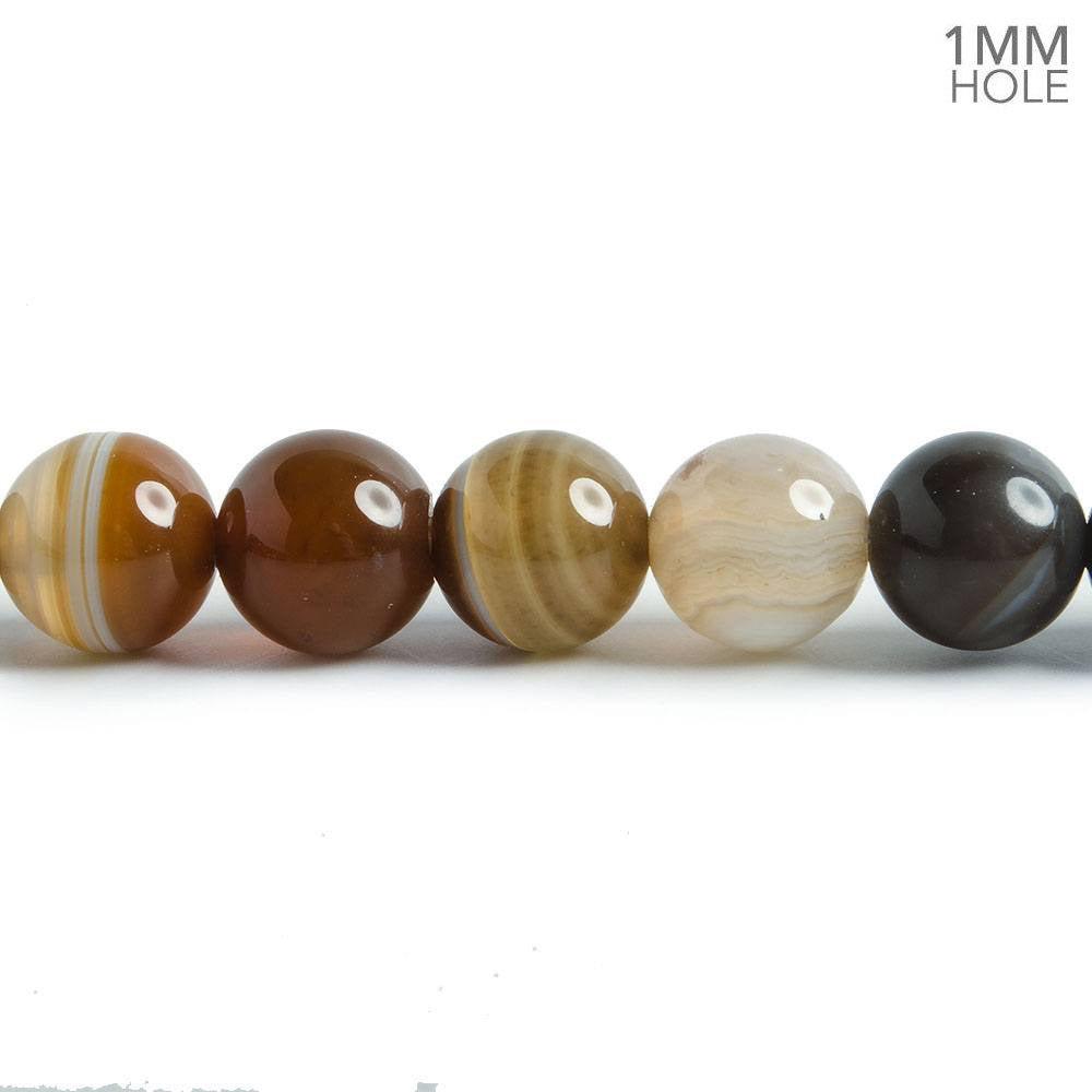 8mm Walnut Brown Banded Agate plain round beads 14.5 inch 47 pieces - The Bead Traders