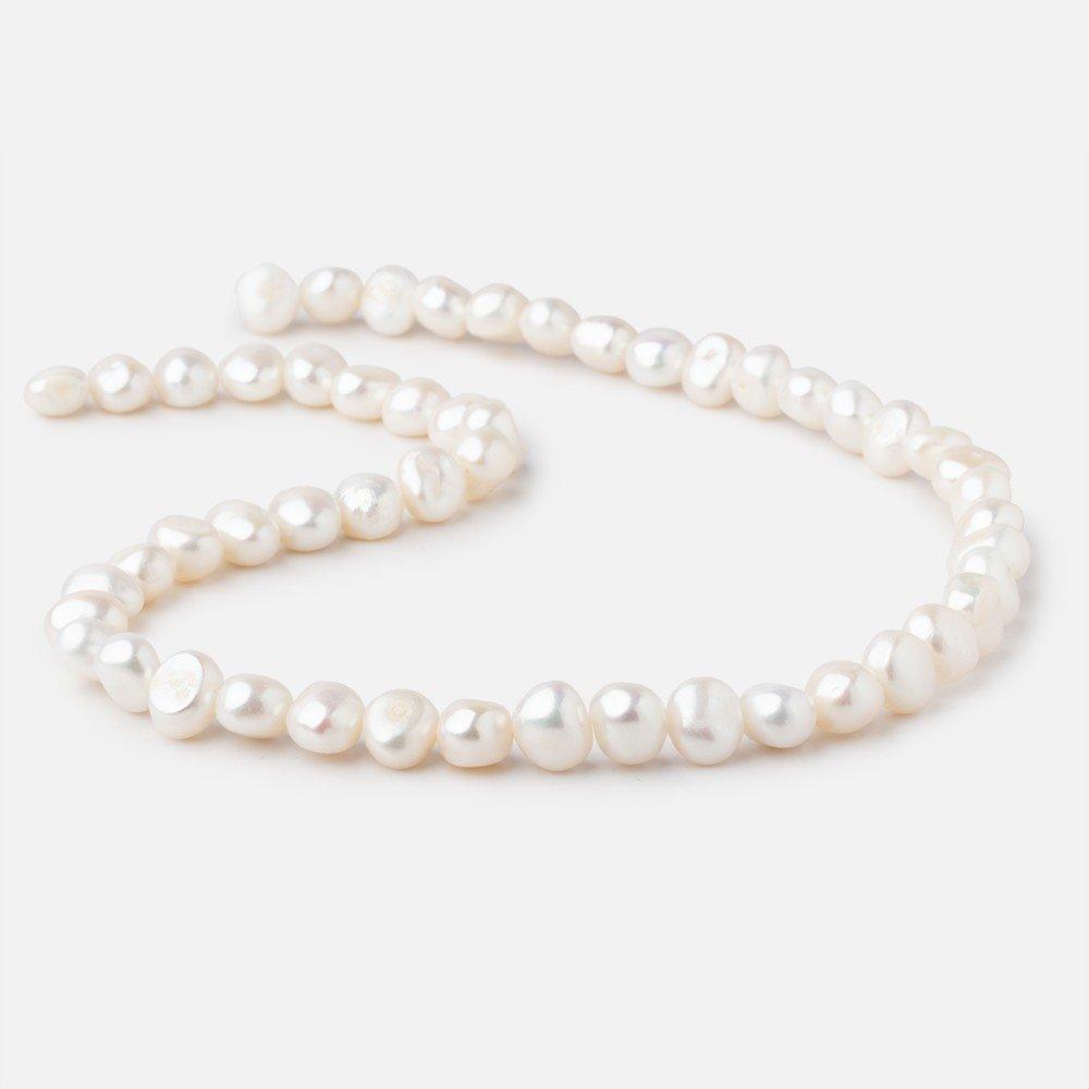 8mm White Baroque Freshwater Pearls 16 inch 55 pieces - The Bead Traders
