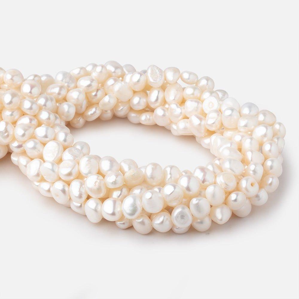 8mm White Baroque Freshwater Pearls 16 inch 55 pieces - The Bead Traders