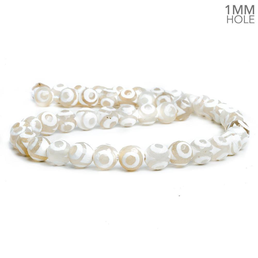 8mm White Evil Eye Agate Faceted Round Beads 15 inch 47 pieces - The Bead Traders