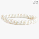 8mm White Large Hole Off Round Freshwater Pearls 8 inch 27 pieces - The Bead Traders