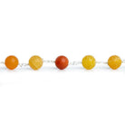 8mm Yellow Orange Crackle Agate Plain Round Silver Chain - The Bead Traders