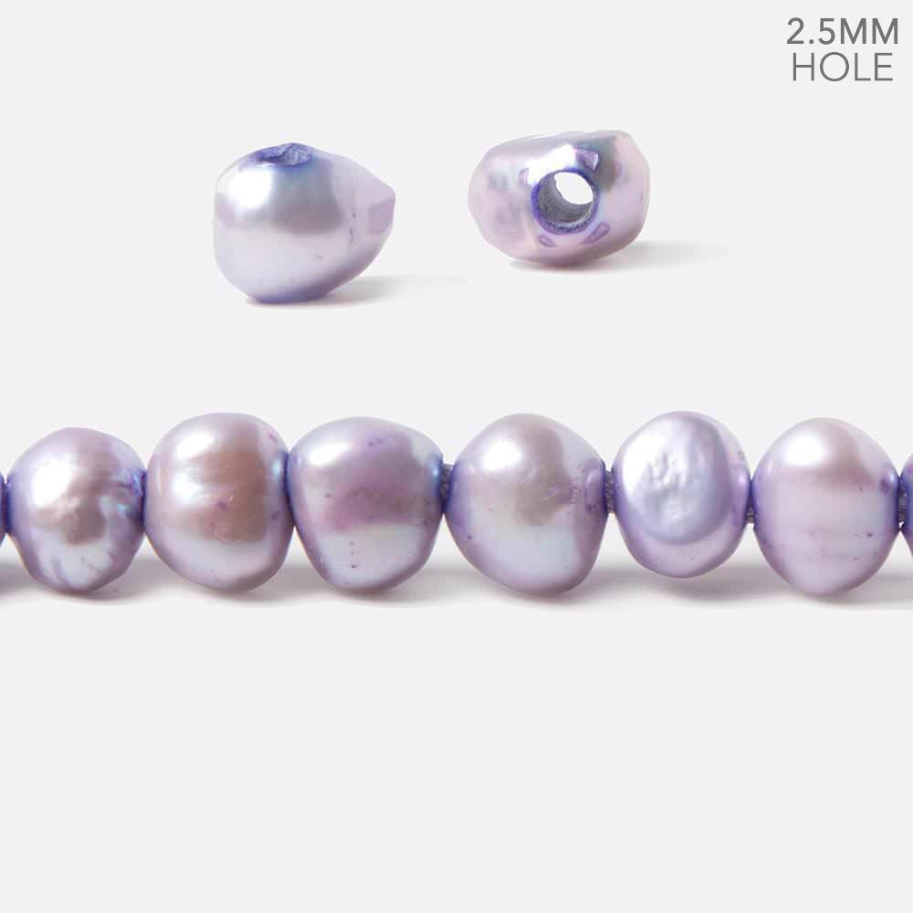 8x10-7.5x10.5mm Lilac Baroque 2.5mm large hole Pearls 15 inch 49 beads - The Bead Traders
