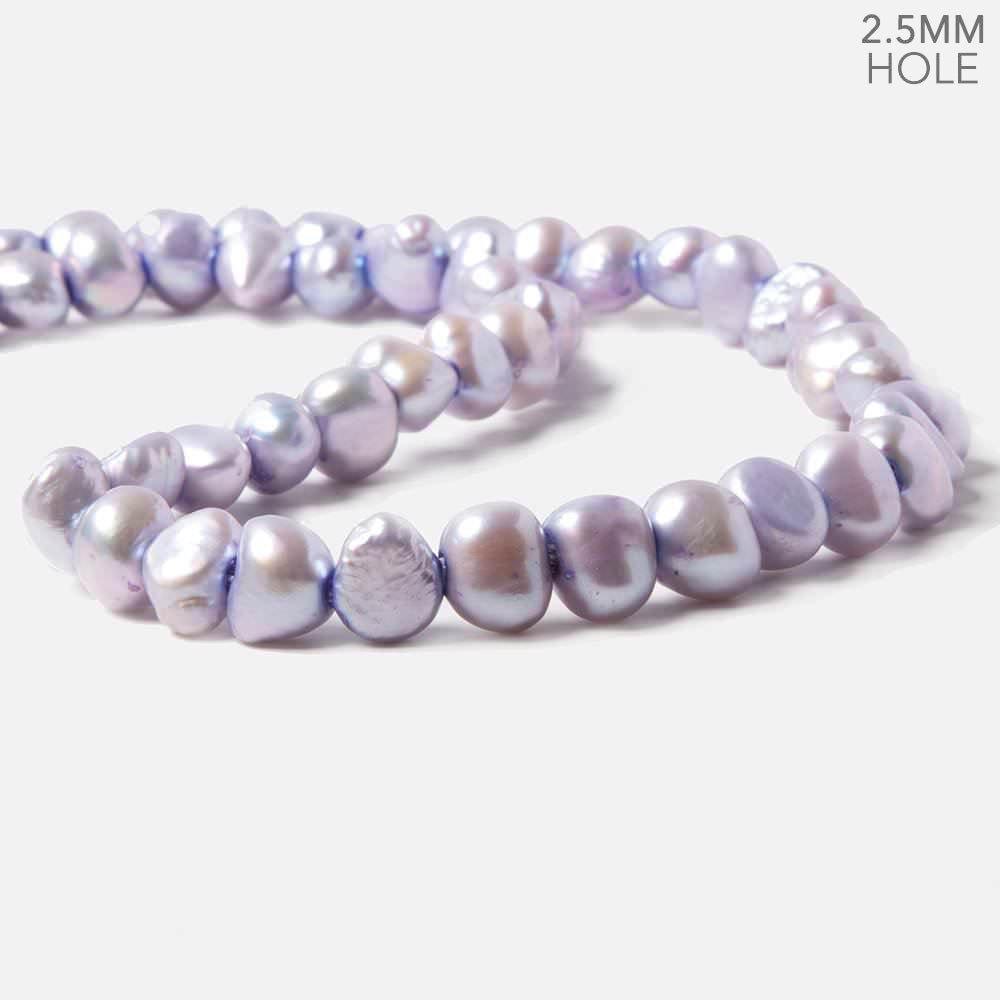 8x10-7.5x10.5mm Lilac Baroque 2.5mm large hole Pearls 15 inch 49 beads - The Bead Traders