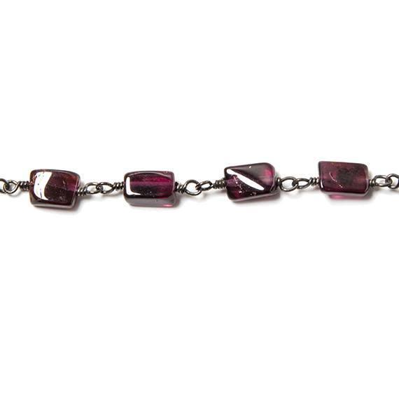 8x4.5mm Red Garnet plain rectangle Black Gold Chain sold by the foot - The Bead Traders