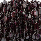 8x4.5mm Red Garnet plain rectangle Black Gold Chain sold by the foot - The Bead Traders