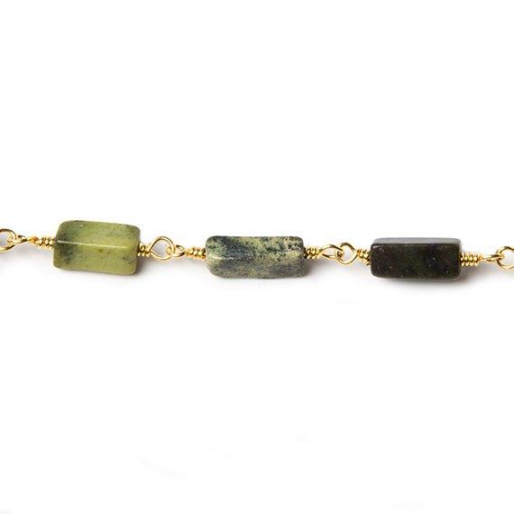 8x4mm Serpentine plain rectangle Gold Rosary Chain by the foot - The Bead Traders