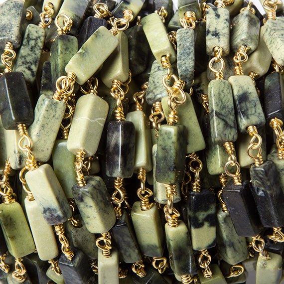 8x4mm Serpentine plain rectangle Gold Rosary Chain by the foot - The Bead Traders