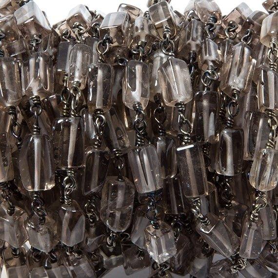 8x4mm Smoky Quartz plain rectangle Black Gold Chain sold by the foot - The Bead Traders