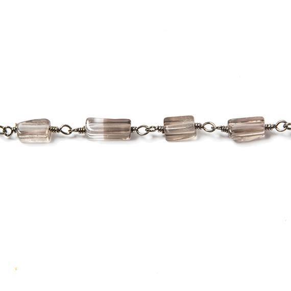 8x4mm Smoky Quartz plain rectangle Black Gold Chain sold by the foot - The Bead Traders