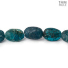 8x5-12x8mm Matte Neon Blue Apatite plain ovals 7.5 inch 16 beads - The Bead Traders