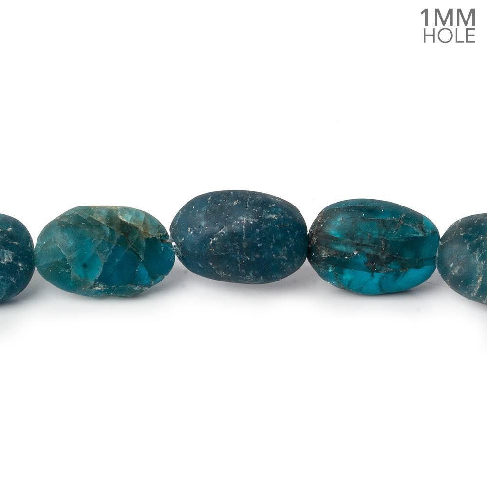 8x5-12x8mm Matte Neon Blue Apatite plain ovals 7.5 inch 16 beads - The Bead Traders