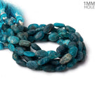 8x5-12x8mm Matte Neon Blue Apatite plain ovals 7.5 inch 16 beads - The Bead Traders