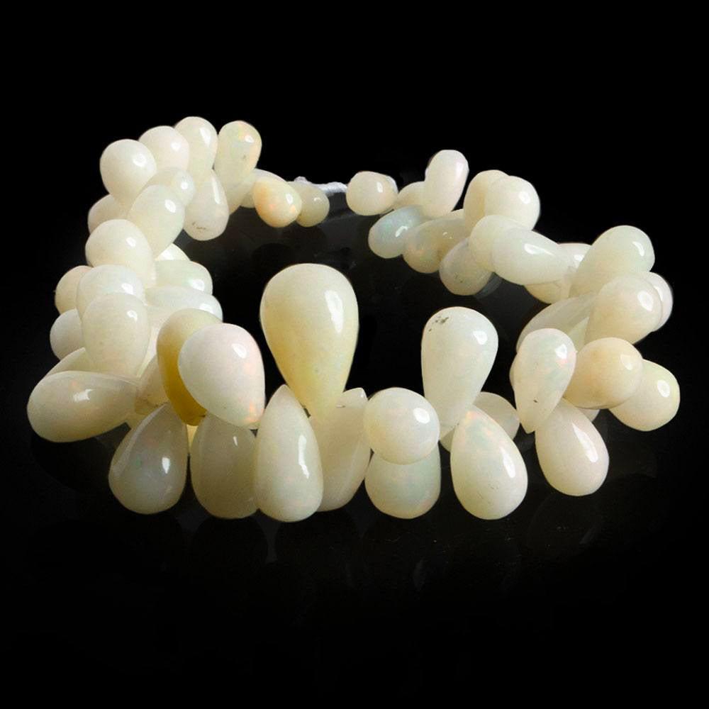 8x5-13x8mm Ethiopian Opal plain teardrops 8 inch 65 beads - The Bead Traders