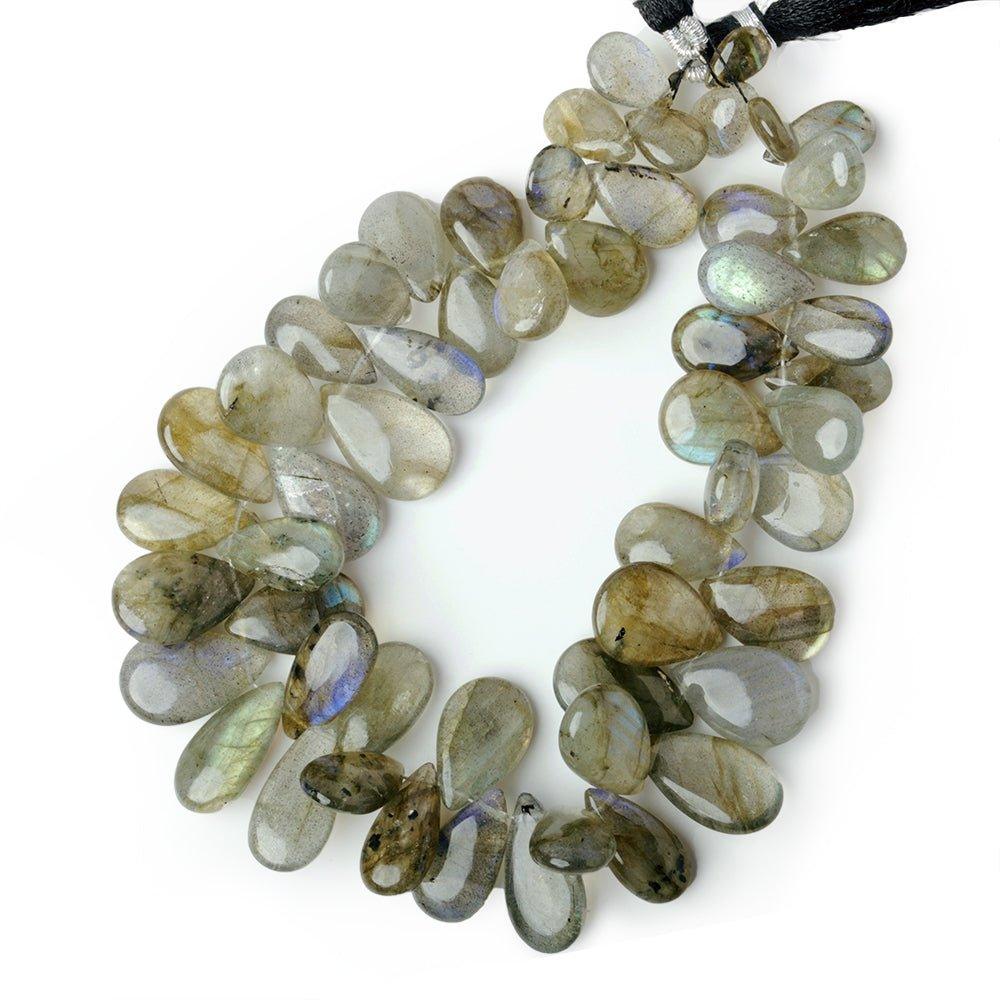 8x5-19x9mm Labradorite Plain Pear Beads 8 inch 55 pieces - The Bead Traders