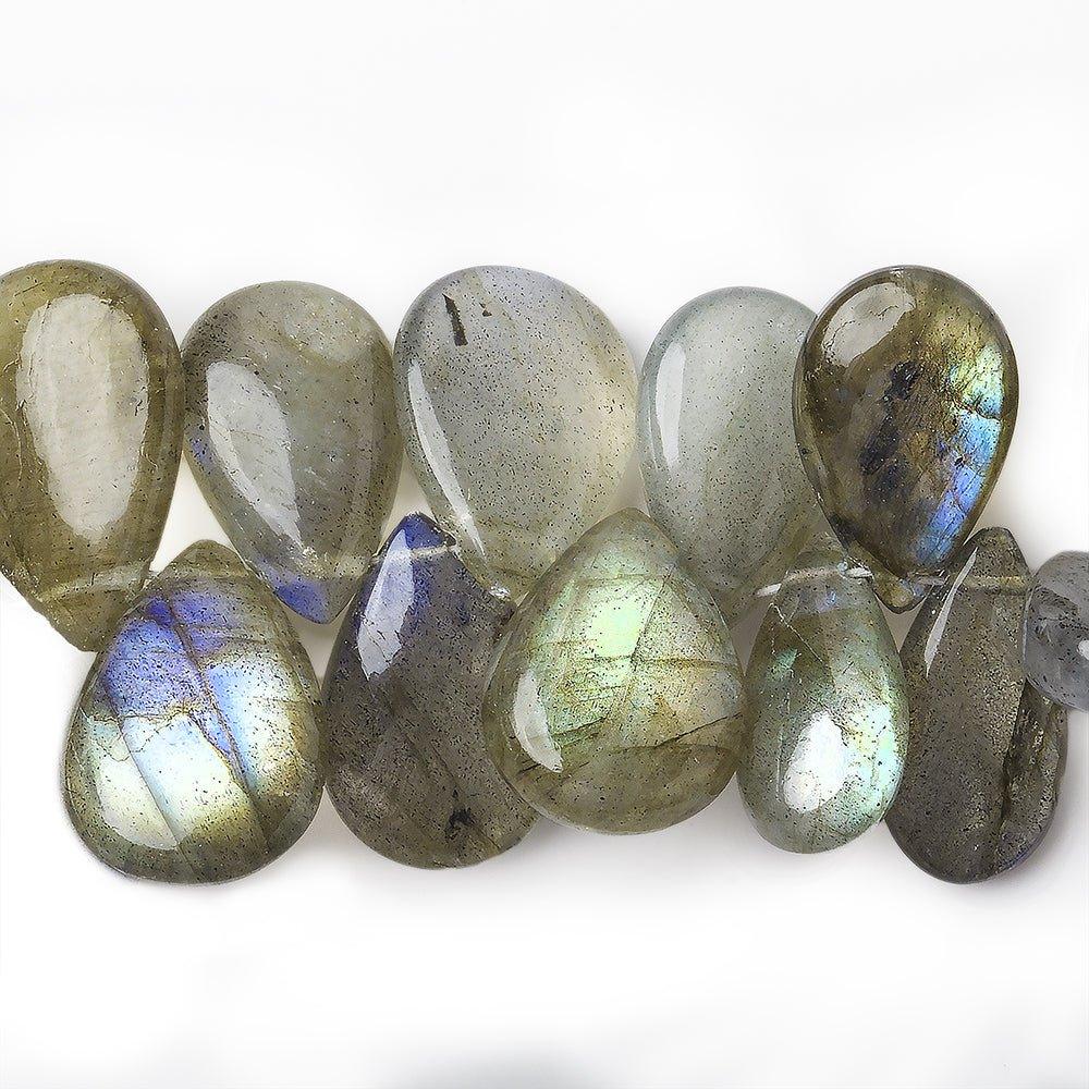8x5-19x9mm Labradorite Plain Pear Beads 8 inch 55 pieces - The Bead Traders