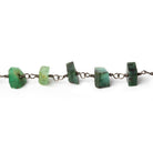 8x5-9x5mm Matte Emerald Chips Black Gold plated Chain by the foot 34 pieces - The Bead Traders