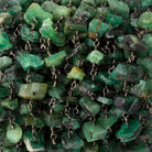 8x5-9x5mm Matte Emerald Chips Black Gold plated Chain by the foot 34 pieces - The Bead Traders