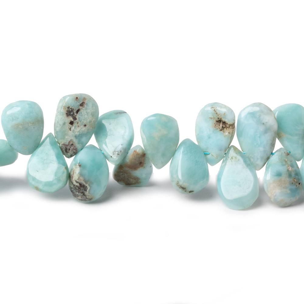 8x5-9x7mm Larimar & Matrix plain pear beads 8 inch 53 pieces - The Bead Traders