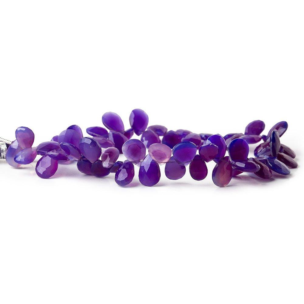 8x5-9x7mm Shaded Purple Chalcedony faceted pears 8 inch 59 pieces - The Bead Traders