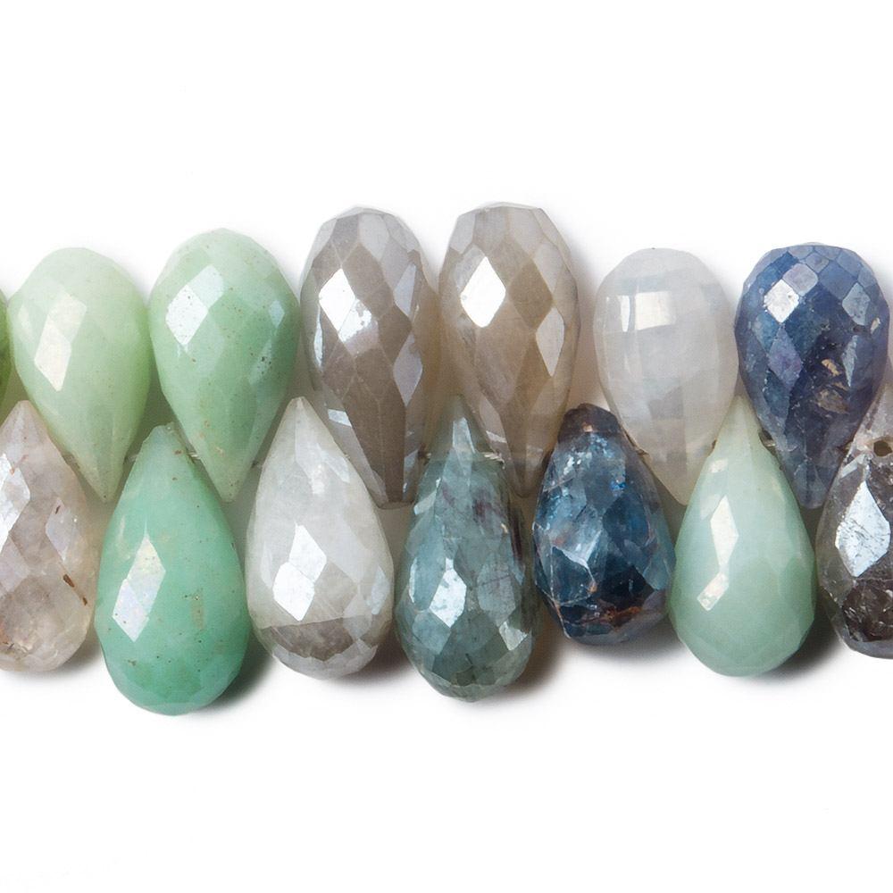 8x6-10x6mm Mystic Multi-Gemstone faceted teardrops 77 pieces 8 inch - The Bead Traders