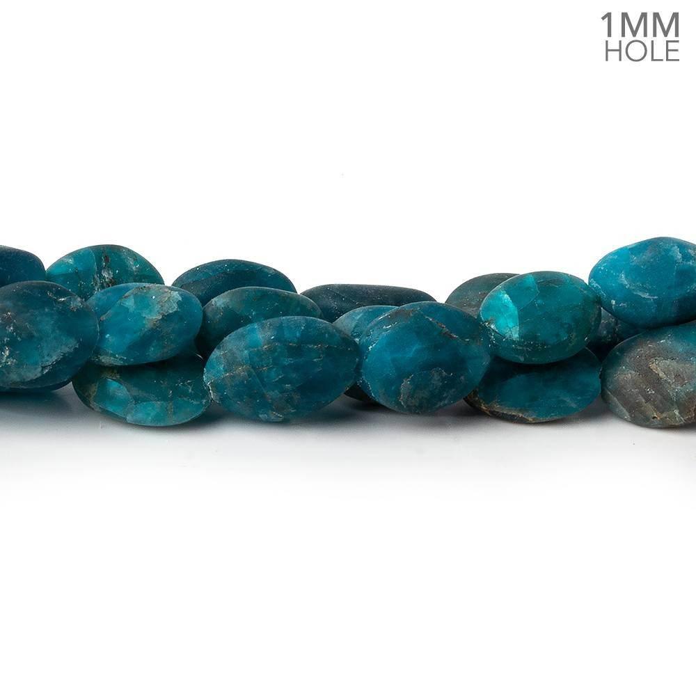 8x6-10x7mm Matte Neon Blue Apatite plain ovals 7.5 inch 20 beads - The Bead Traders