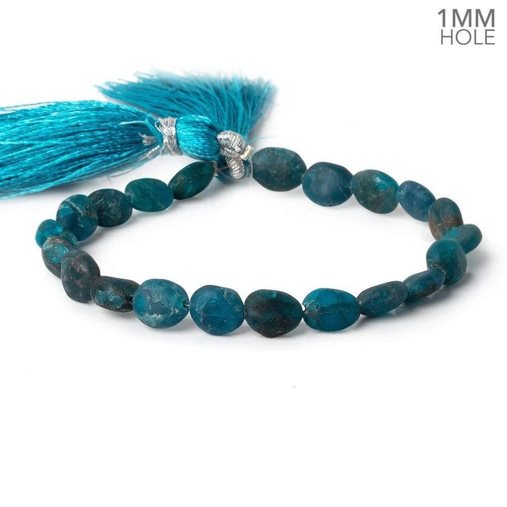 8x6-10x7mm Matte Neon Blue Apatite plain ovals 7.5 inch 20 beads - The Bead Traders