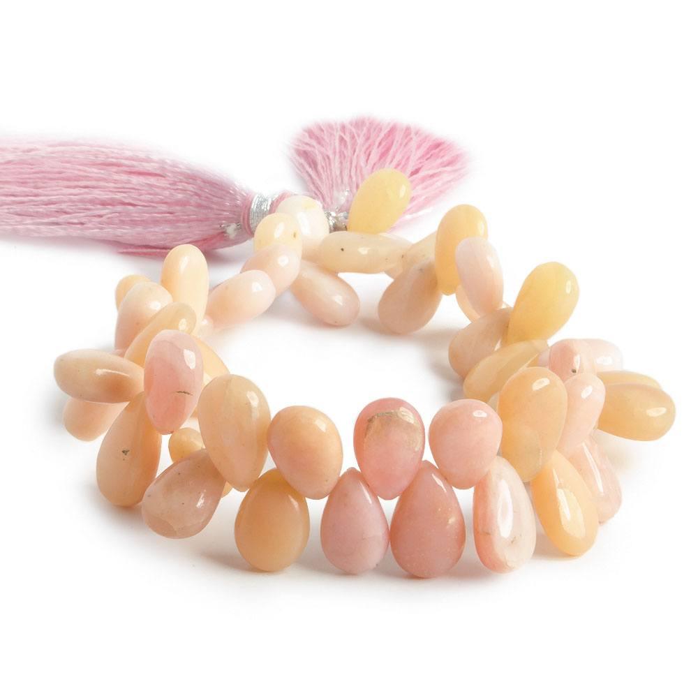 8x6-10x7mm Pink Peruvian Opal plain pear beads 6 inch 50 pieces - The Bead Traders