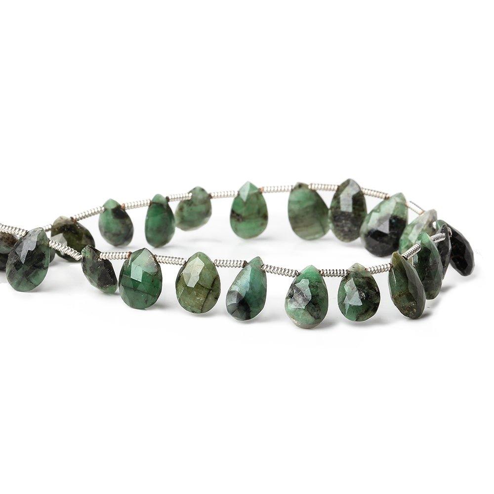 8x6-11x7mm Emerald Faceted Pear beads 8 inch 25 pieces - The Bead Traders