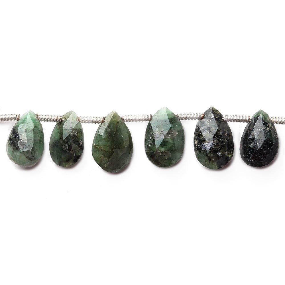 8x6-11x7mm Emerald Faceted Pear beads 8 inch 25 pieces - The Bead Traders