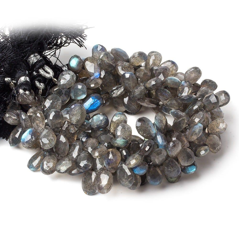 8x6-11x7mm Labradorite Faceted Pear Beads 8 inch 50 pieces - The Bead Traders