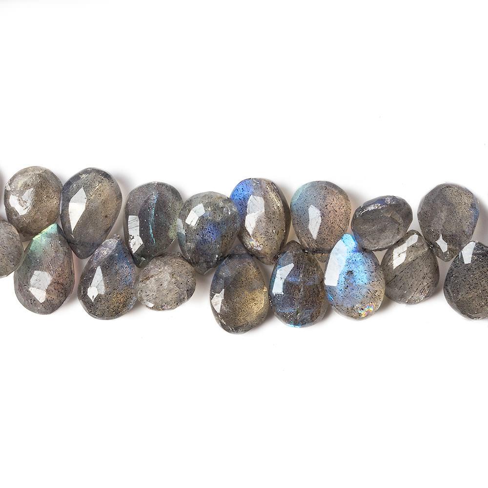 8x6-11x7mm Labradorite Faceted Pear Beads 8 inch 50 pieces - The Bead Traders