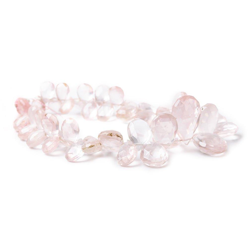 8x6-19x13mm Rose Quartz Faceted Pear Beads 8.25 inch 53 pieces - The Bead Traders