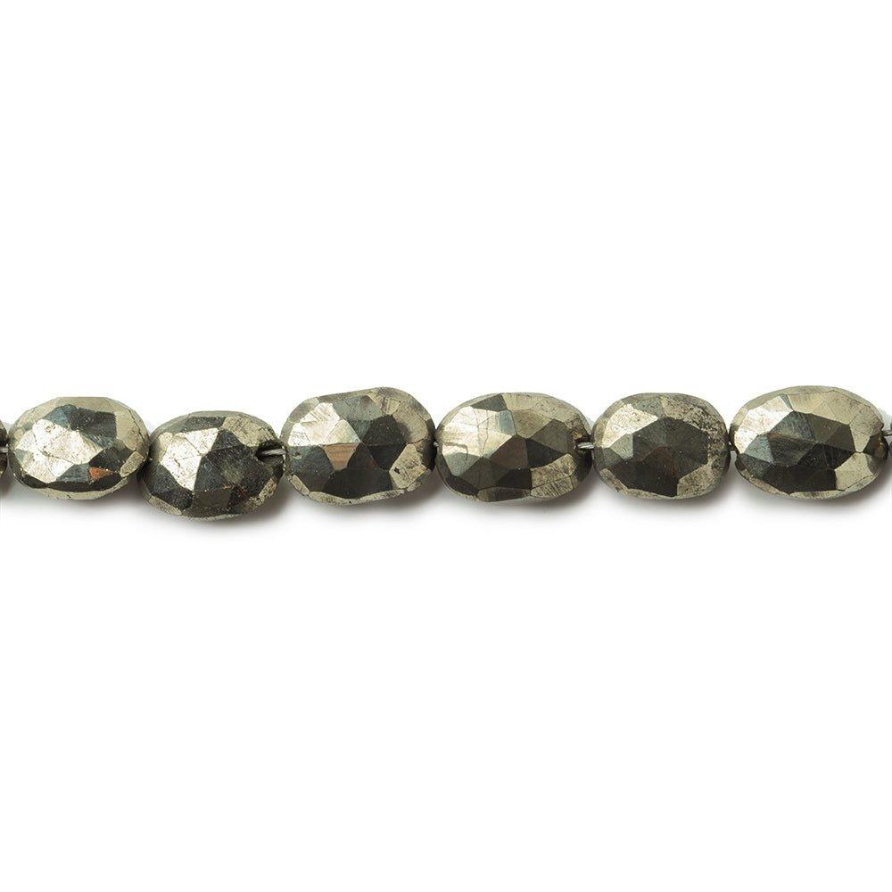 8x6-9.5x7mm Golden Pyrite faceted ovals 8 inch 22 beads - The Bead Traders
