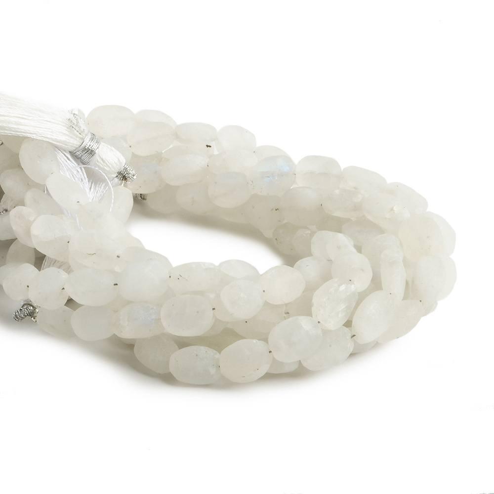 8x6mm Frosted Rainbow Moonstone plain oval beads 7 inch 22 pieces - The Bead Traders