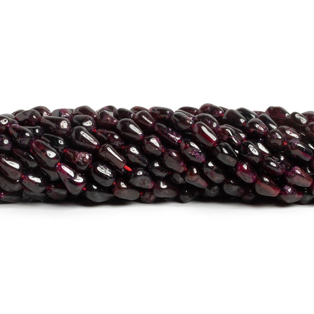 8x6mm Garnet Handcut Teardrops 12 inch 40 beads - The Bead Traders