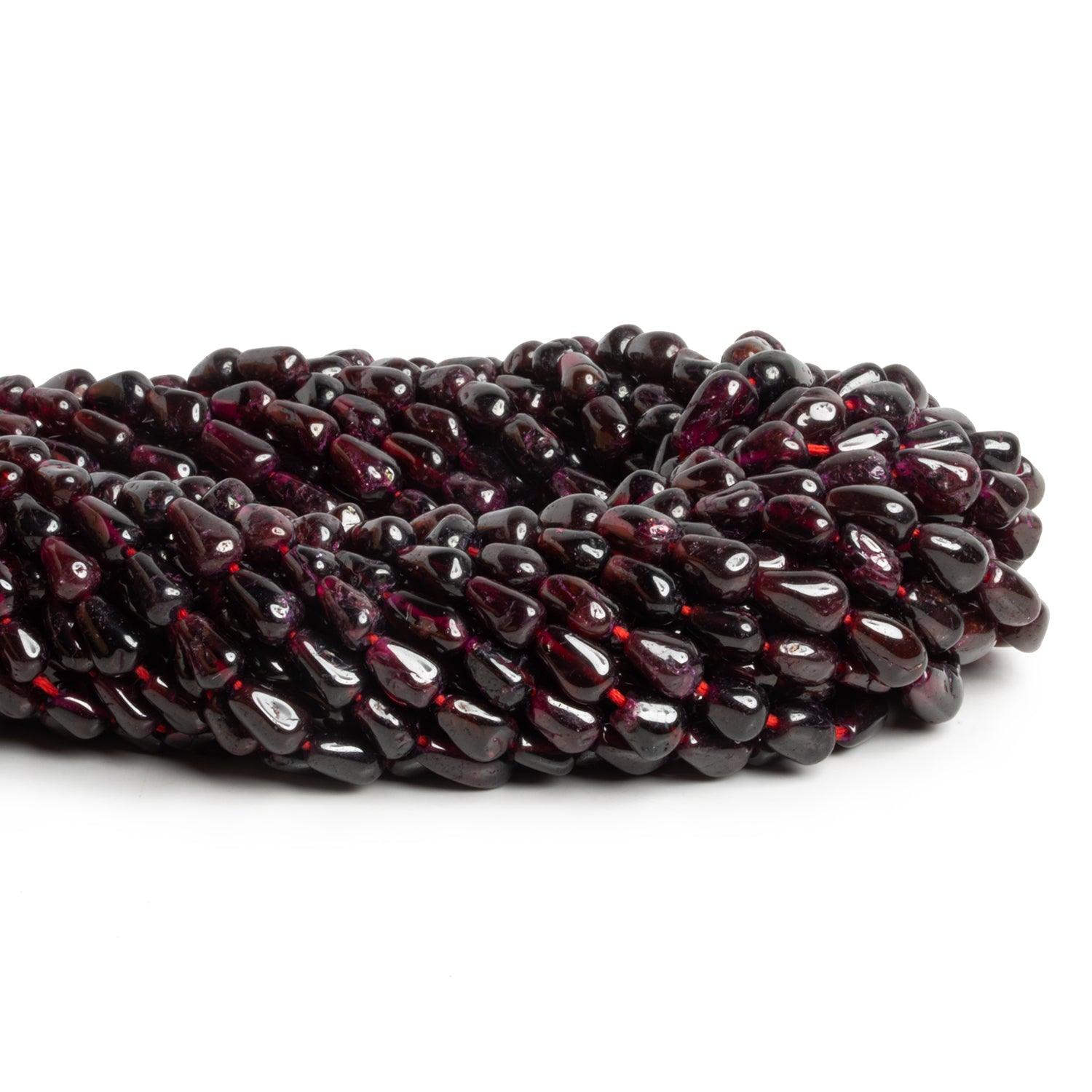 8x6mm Garnet Handcut Teardrops 12 inch 40 beads - The Bead Traders