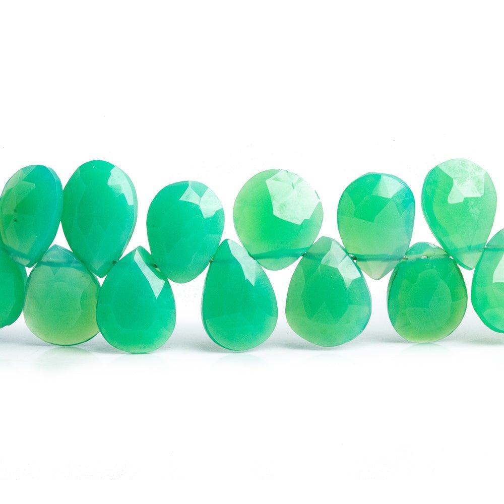 8x6mm Green Chalcedony Faceted Pear Beads 8 inch 56 pieces - The Bead Traders