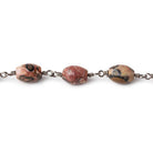 8x6mm Leopardskin Jasper plain rice Black Gold plated Chain by the foot 21 pieces - The Bead Traders