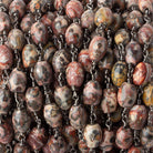 8x6mm Leopardskin Jasper plain rice Black Gold plated Chain by the foot 21 pieces - The Bead Traders