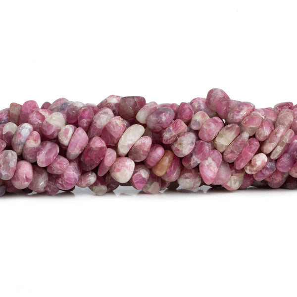 8x6mm Matte Pink Tourmaline Natural Crystals 7 inch 45 beads