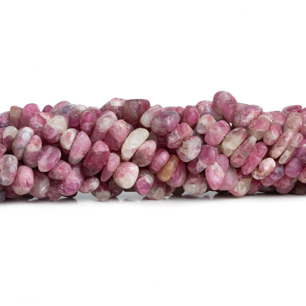 8x6mm Matte Pink Tourmaline Natural Crystals 7 inch 45 beads - The Bead Traders