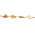 8x6mm Multi Color Hessonite Garnet faceted oval Gold plated Chain by the foot 24 pieces - The Bead Traders