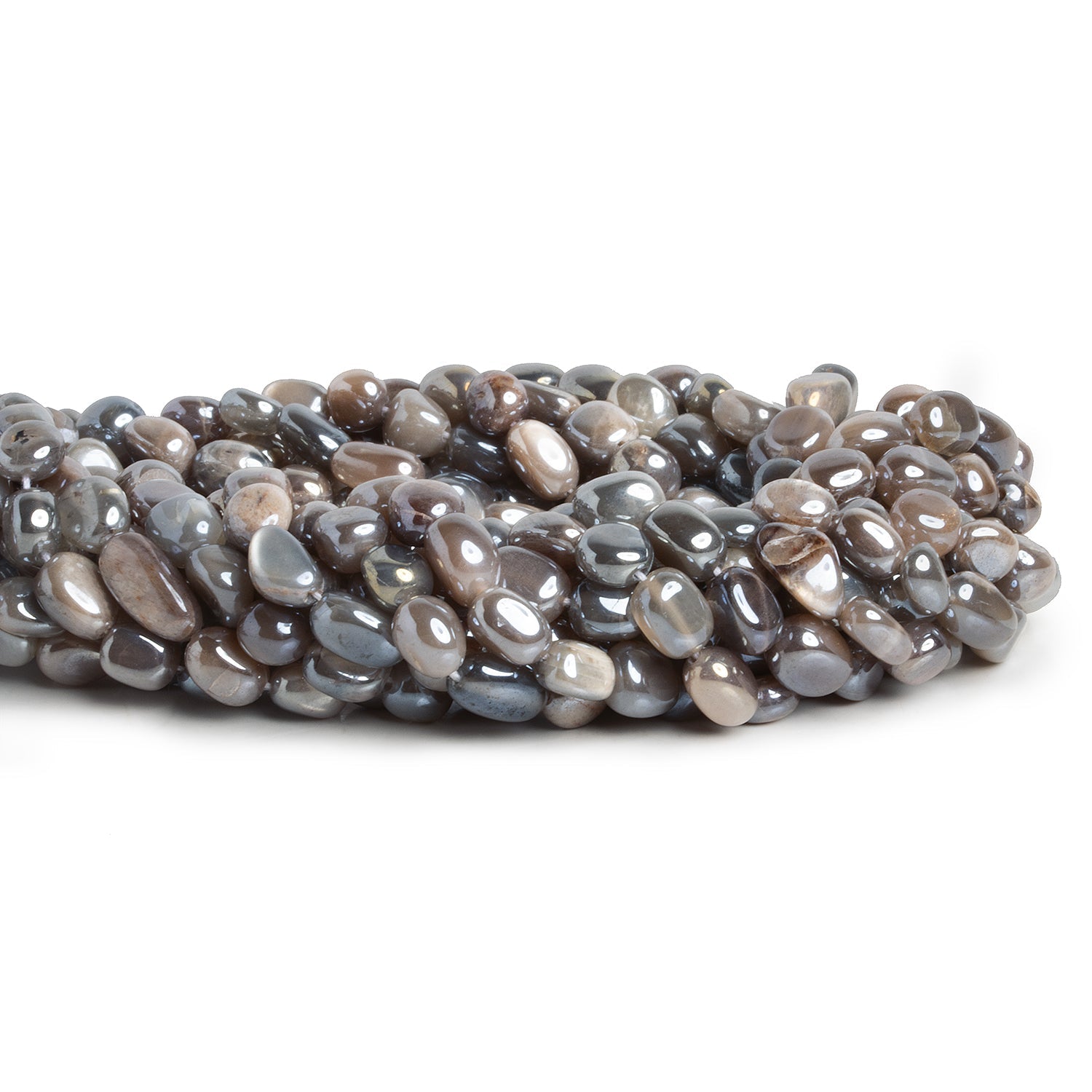 8x6mm Mystic Moonstone Plain Nuggets 15 inch 55 beads - The Bead Traders