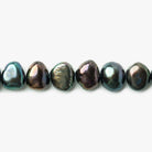 8x6mm Peacock Blue Baroque Side Drilled Freshwater Pearls 16 inch 63 pieces - The Bead Traders