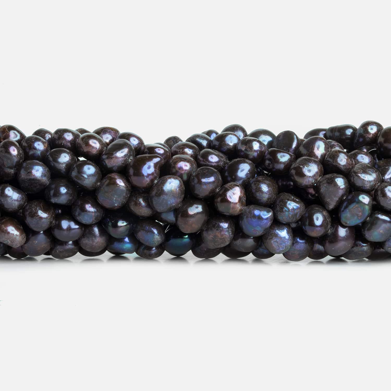 8x6mm Purple Peacock Baroque Pearls 15 inch 57 pieces - The Bead Traders