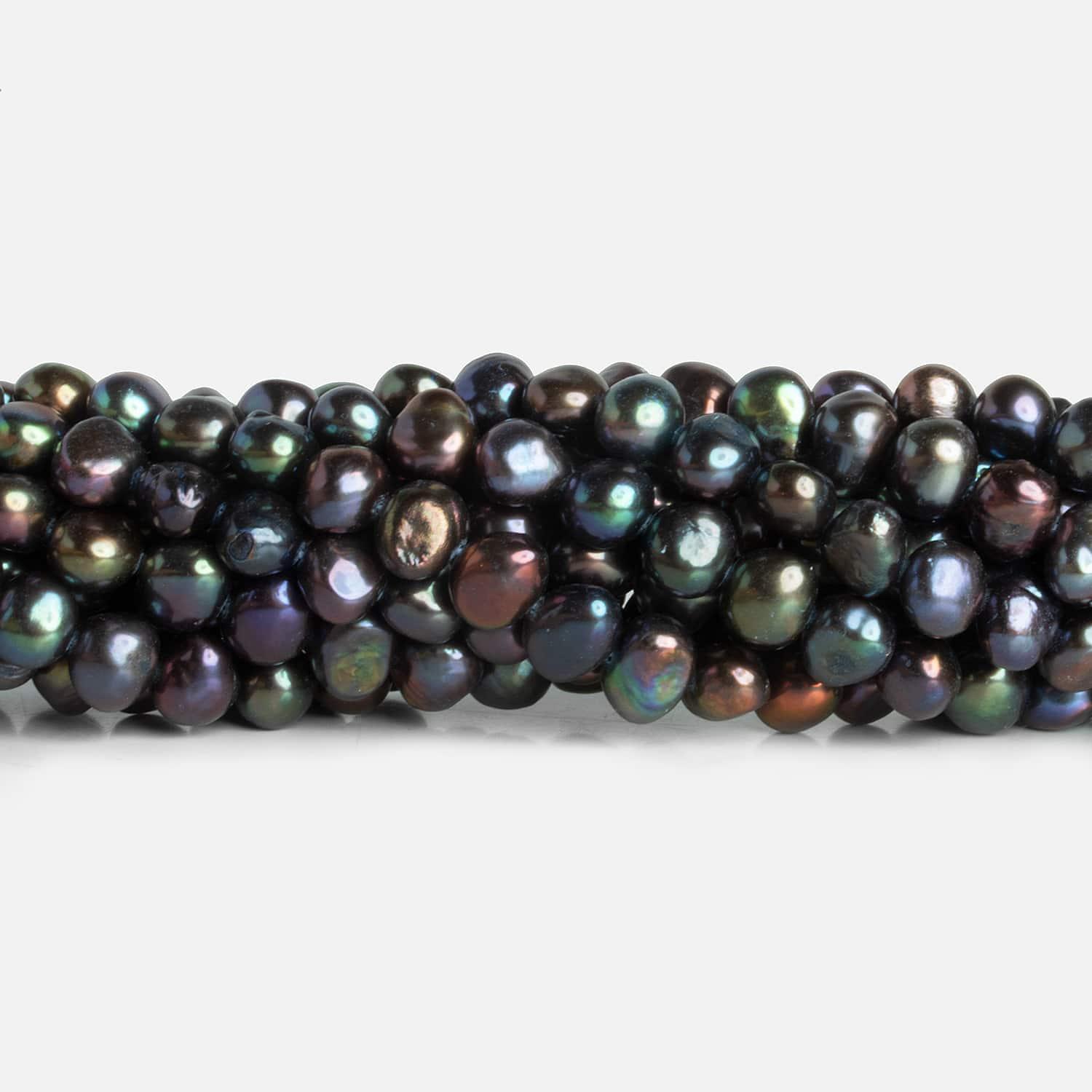 8x6mm Warm Peacock Baroque Pearls 15 inch 60 pieces - The Bead Traders