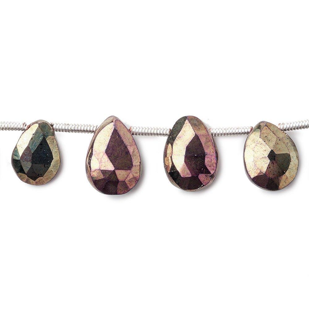 8x7-10x7mm Mystic Purple Peacock Black Spinel faceted pear beads 8 inch 20 pieces - The Bead Traders